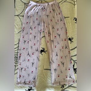 Pink Eiffel Tower Print Pajama Pants